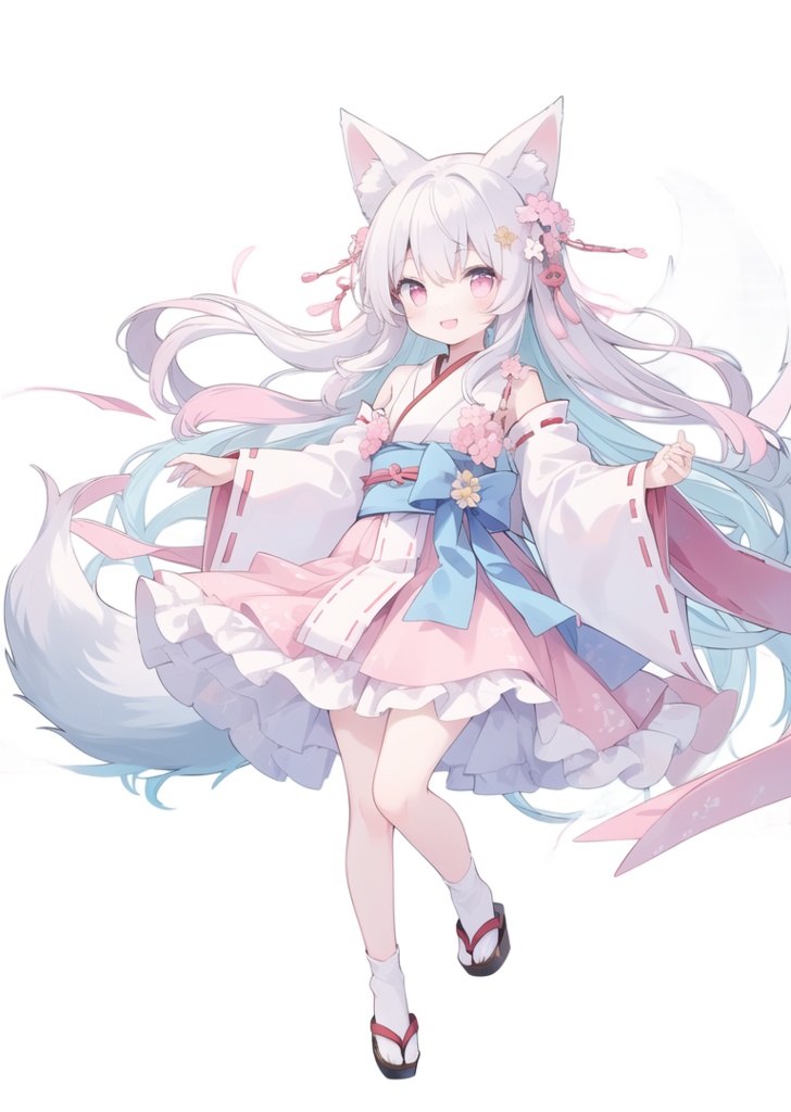 AIイラスト 立ち絵 白狐4