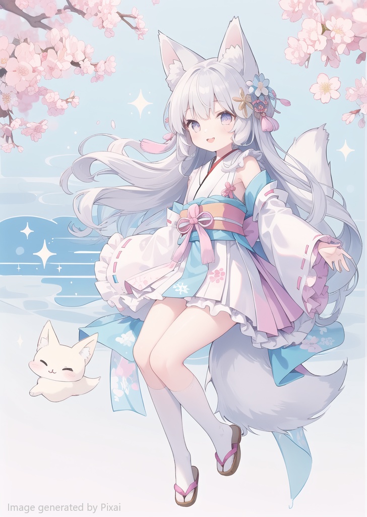 AIイラスト 立ち絵 銀狐2