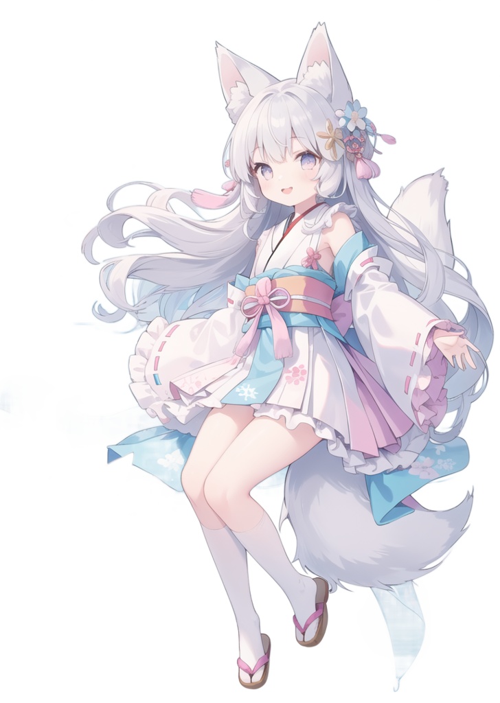 AIイラスト 立ち絵 銀狐2