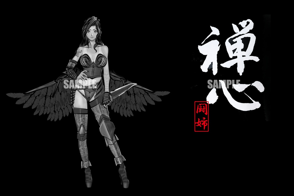 ☆墨絵風オリジナルイラスト壁紙【禅心】