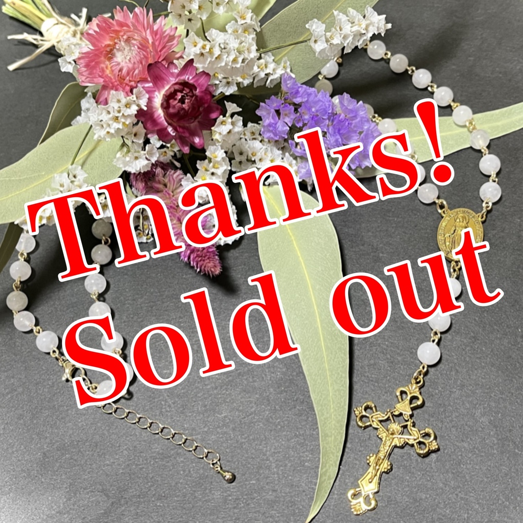 ロザリオ型ペンダント／ローズクォーツ（ゴールド金具）