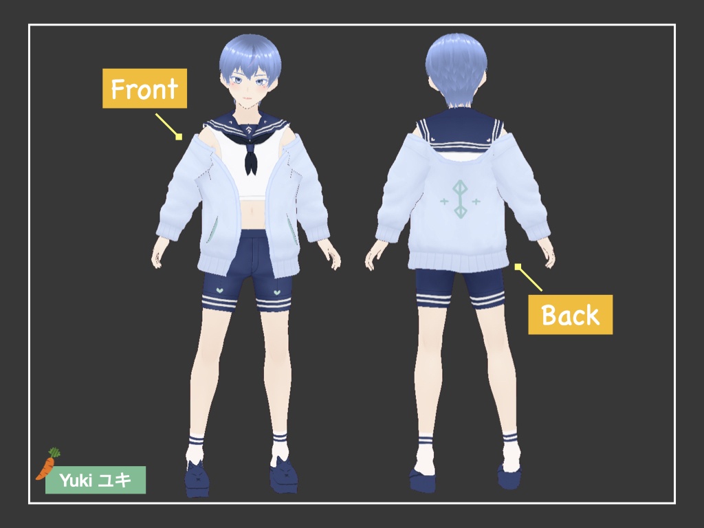【オリジナル3Dモデル】Yuki ユキ【VRoid/VRM】with clothes set