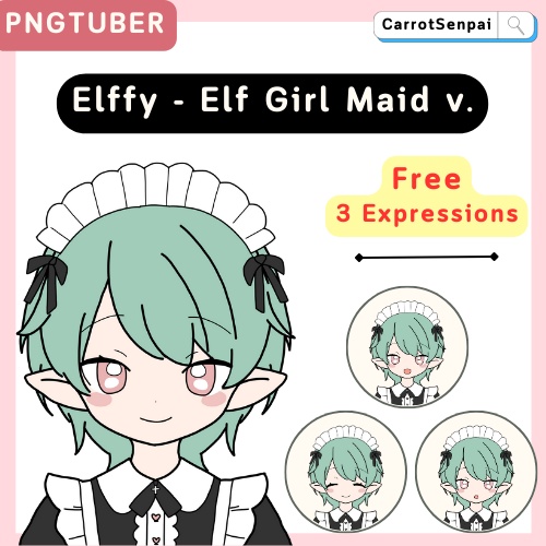 [PNGTUBER] Elffy Elf Maid Girl model vtuber モデル | ready to use, veadotube mini, discord, youtube