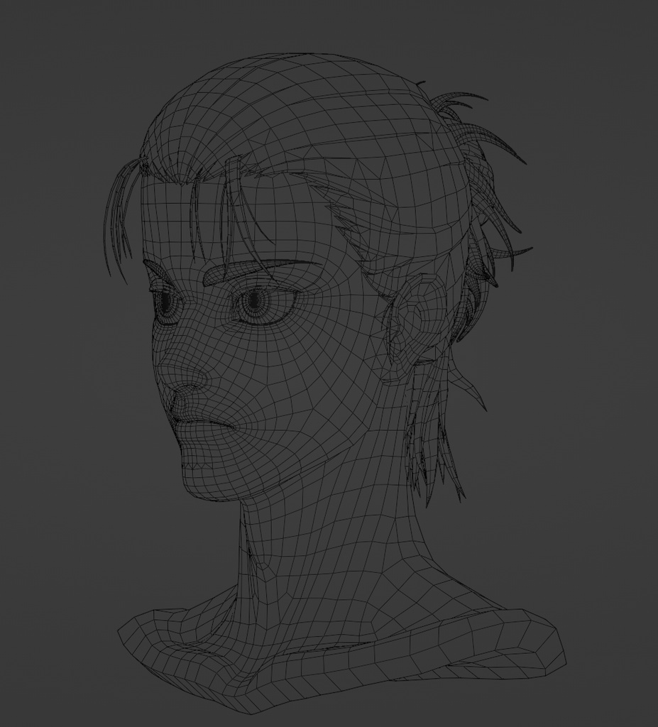 Eren Jaeger Head 3D Model – Clean Topology