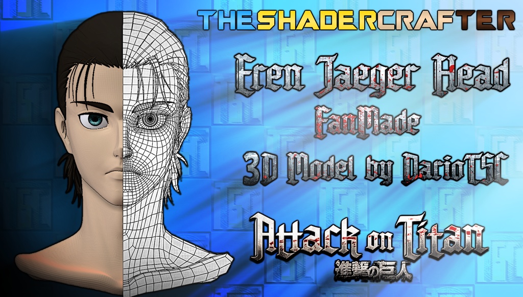 Eren Jaeger Head 3D Model – Clean Topology
