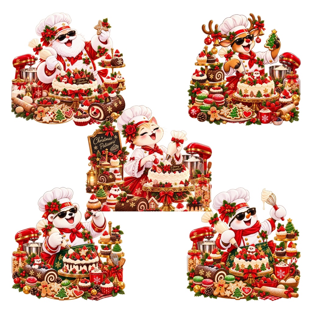クリスマス PNG ステッカーセット / デジタルステッカ ー30枚 / かわいいクリスマスキャラクター / ホリデー フード素材 / デジタルダウンロード