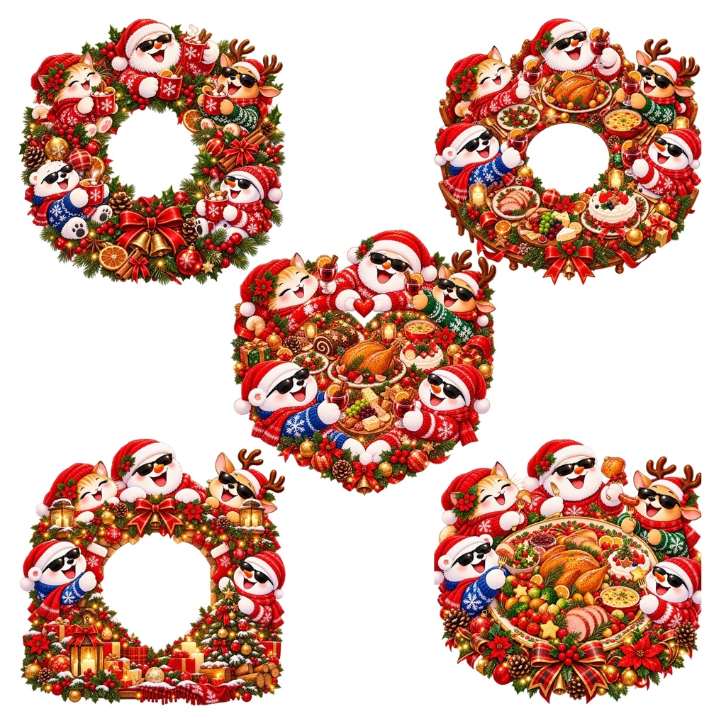 クリスマス PNG ステッカーセット / デジタルステッカ ー30枚 / かわいいクリスマスキャラクター / ホリデー フード素材 / デジタルダウンロード
