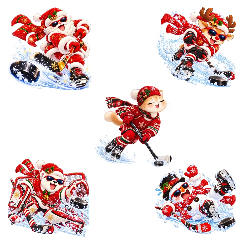 クリスマスのウィンタースポーツ / デジタル ステッカー 30枚セット / 背景透過、PNG、手帳・コラージュ素材