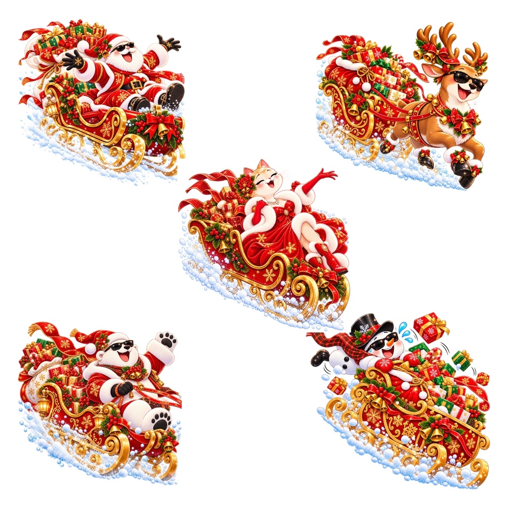 クリスマスのウィンタースポーツ / デジタル ステッカー 30枚セット / 背景透過、PNG、手帳・コラージュ素材
