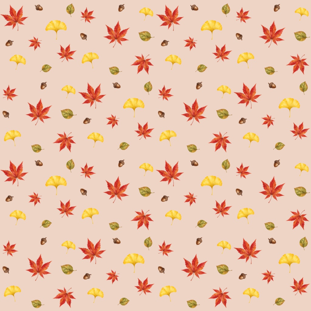 秋・紅葉のデジタルペーパー 5色セット｜もみじ・イチョウ・どんぐり