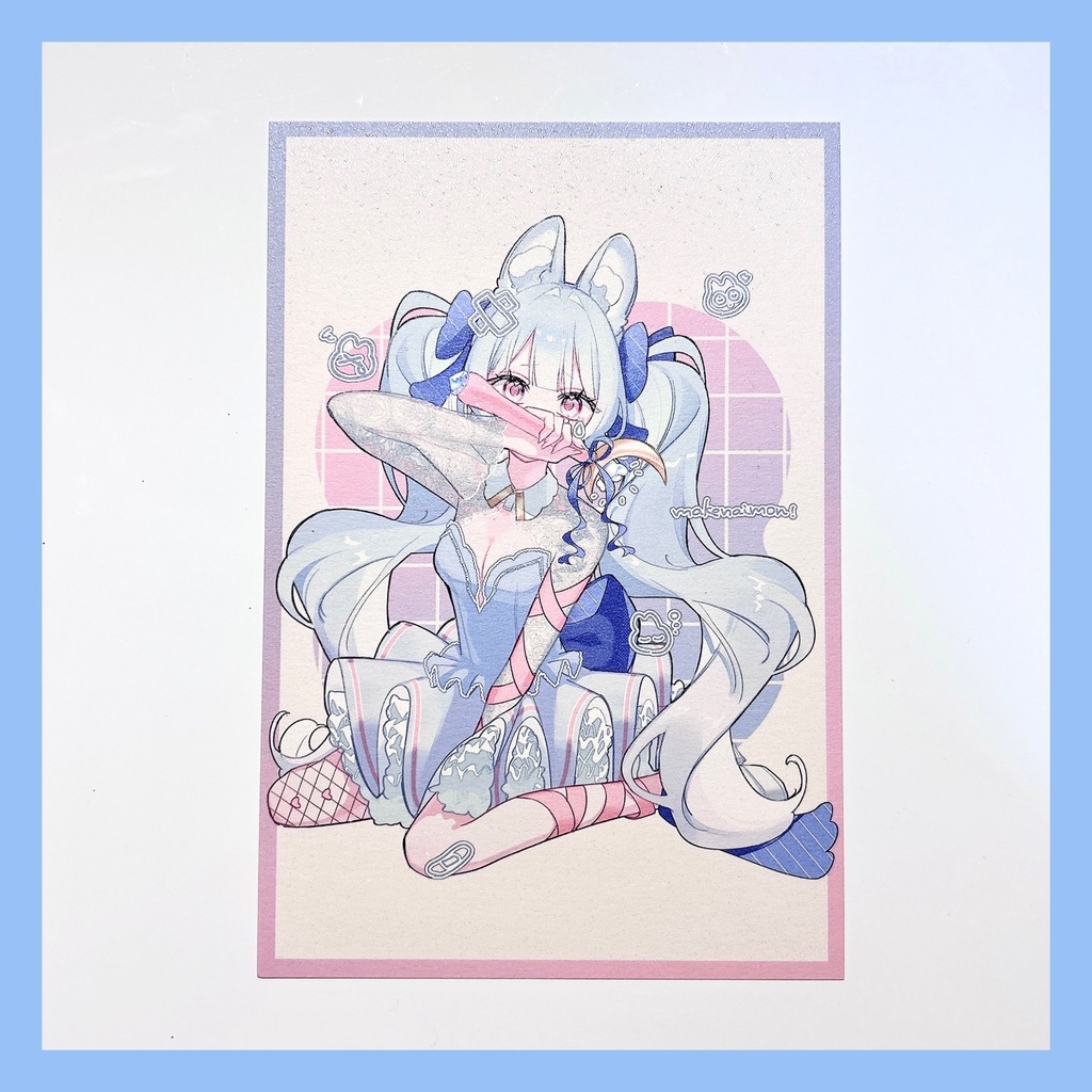 🐰🩵ラメ入りキラキラポストカード