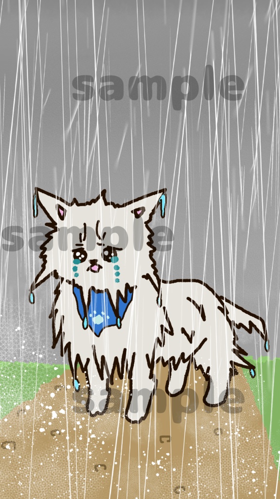 【スマホ壁紙】雨でずぶ濡れポメラニアン【無料配布】