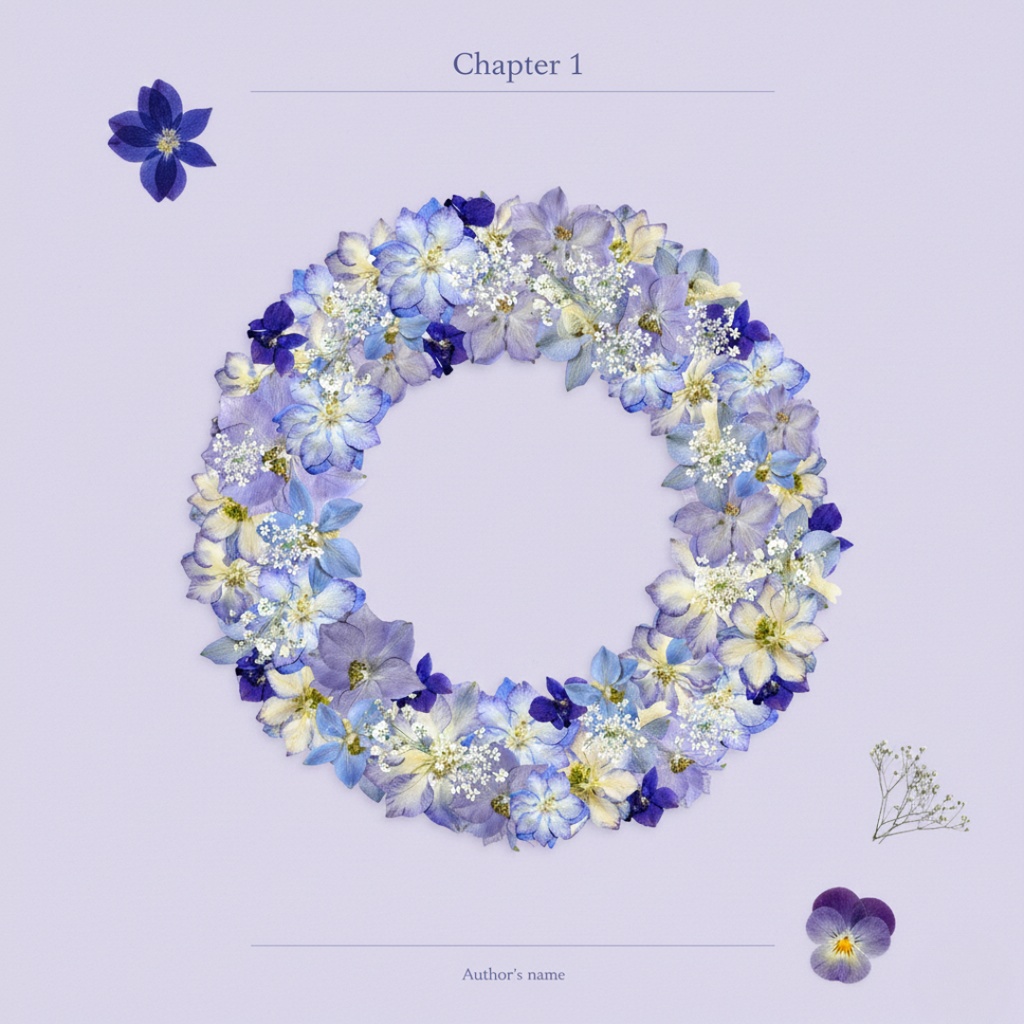 【押し花PNG素材】ブルー系25点+リース+コーナー|創作・同人・表紙に使える透過セット