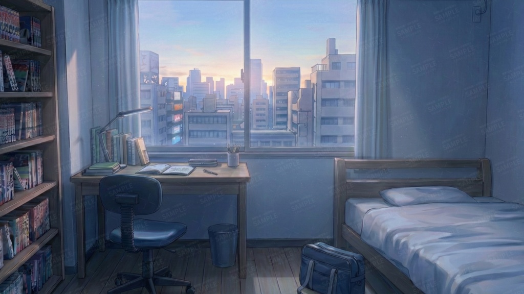 【無料背景】学生の部屋A