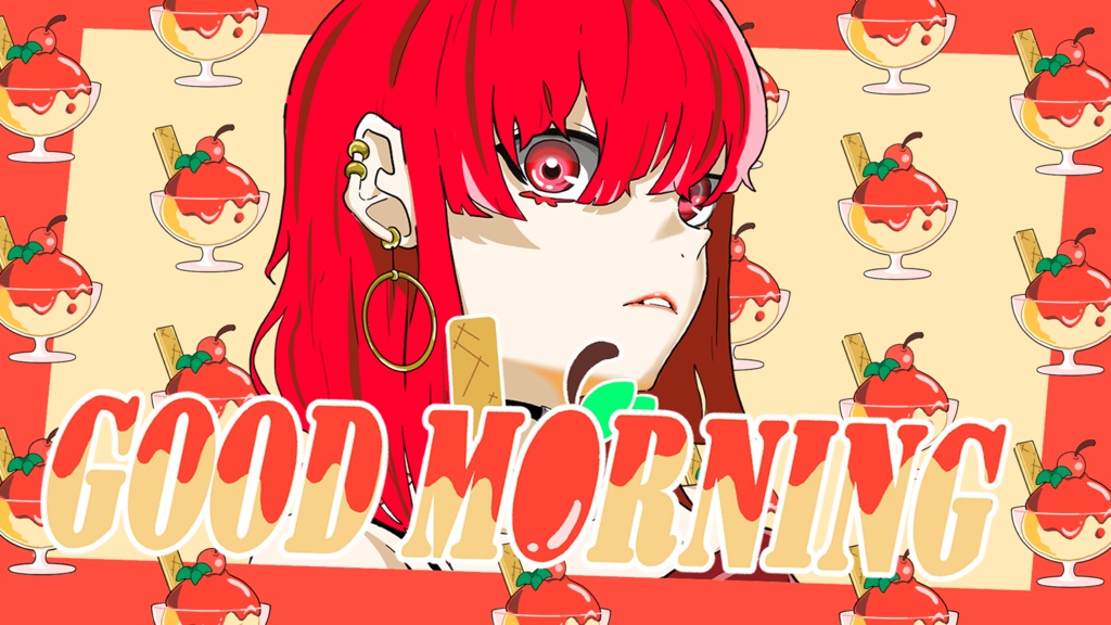 【無料！雑誌風おはようVtuber用素材】【横長素材】　純喫茶アイスクリーム