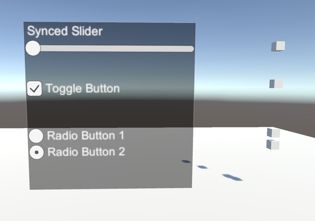 [VRChat][SDK3]同期するuGUIスライダー / トグル / ラジオボタン サンプル