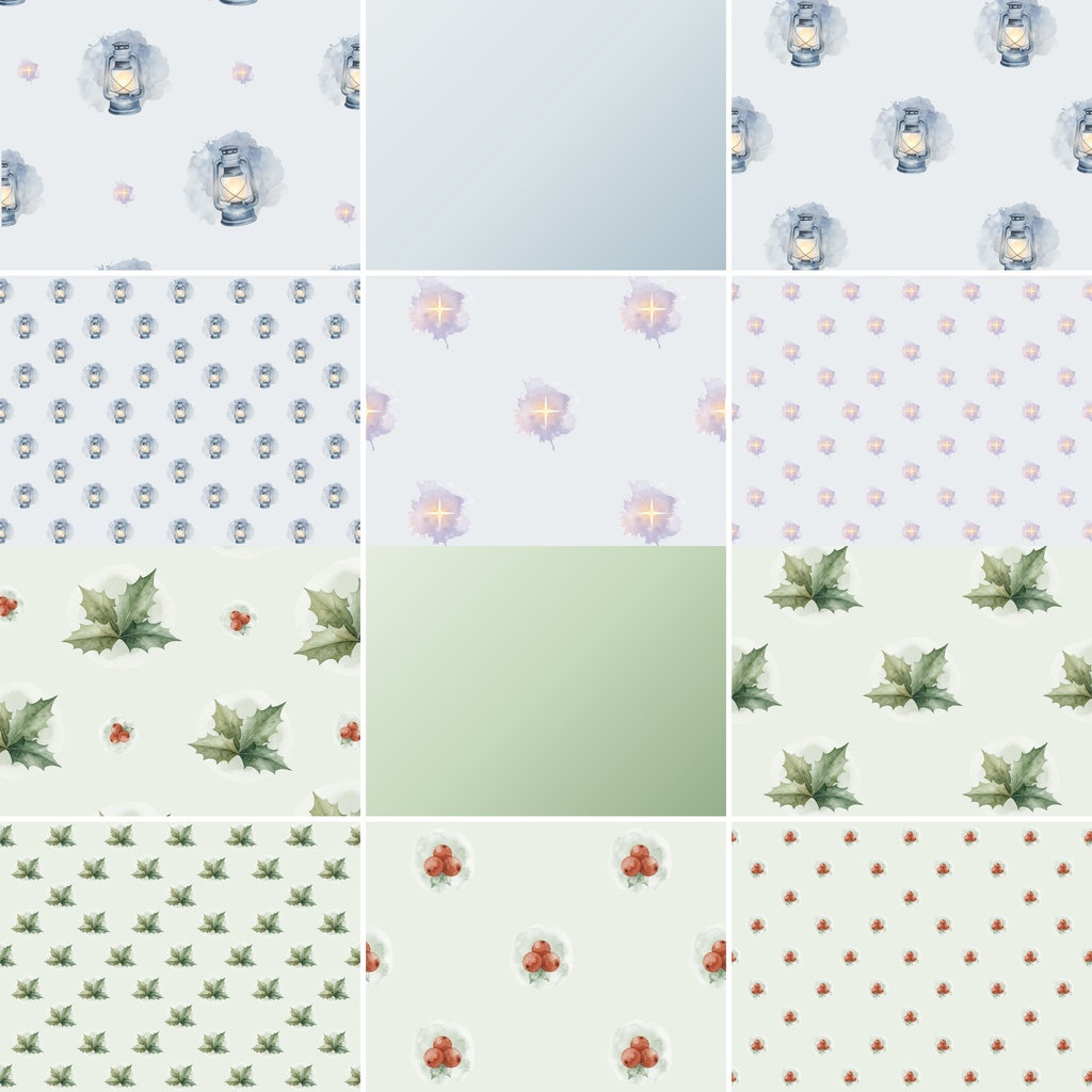【digital paper】クリスマス水彩デジタルペーパー36柄セット 背景素材(JPG/PNG)