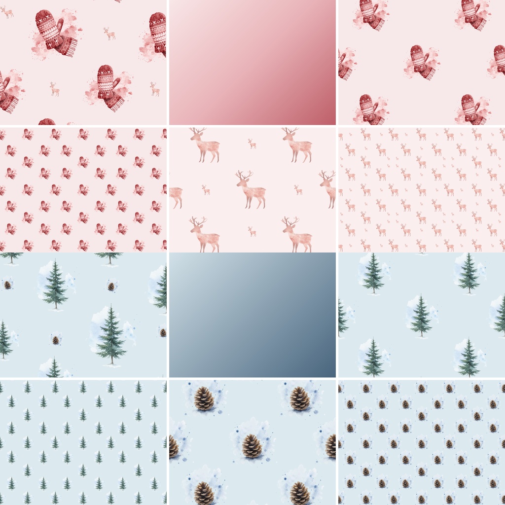 【digital paper】クリスマス水彩デジタルペーパー36柄セット 背景素材(JPG/PNG)