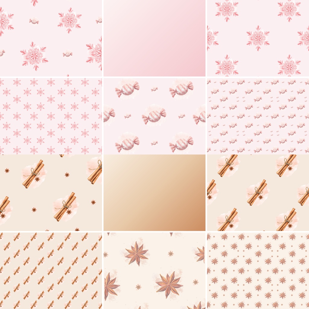 【digital paper】クリスマス水彩デジタルペーパー36柄セット 背景素材(JPG/PNG)