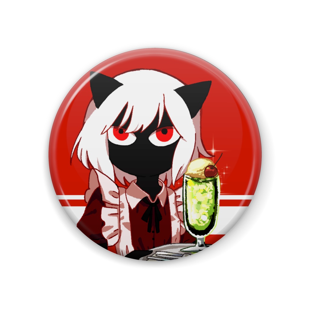 メロンソーダと黒CAT缶バッチ（大きめ）