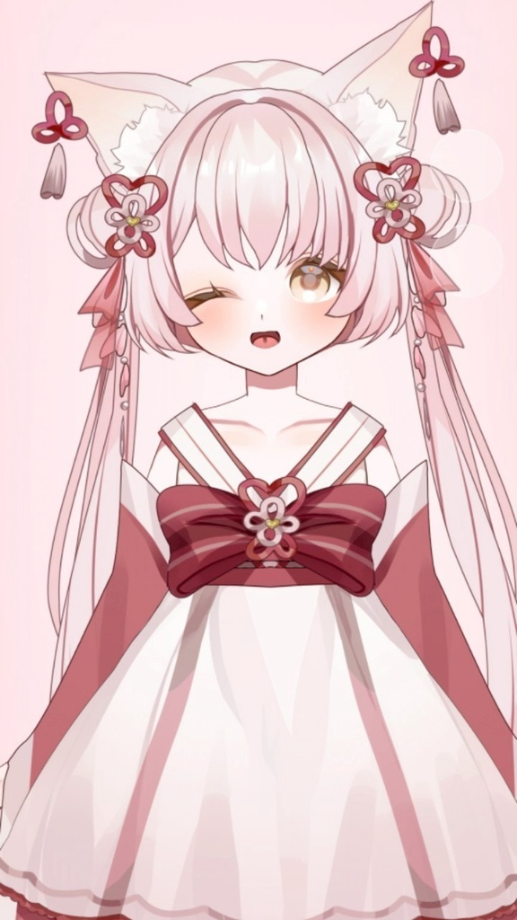 【Live2Dモデル】【限定一点】桜色の和風狐【VTS対応】