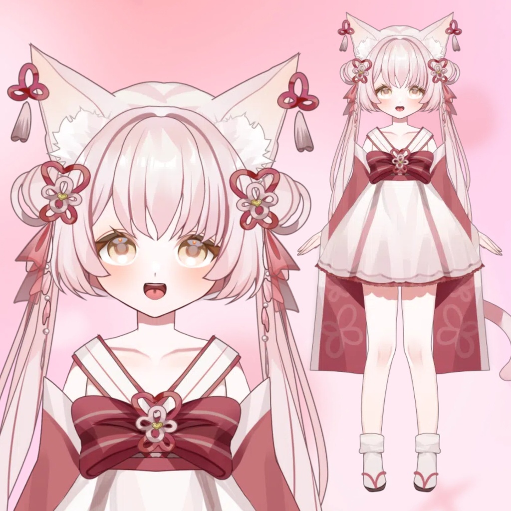 【Live2Dモデル】【限定一点】桜色の和風狐【VTS対応】