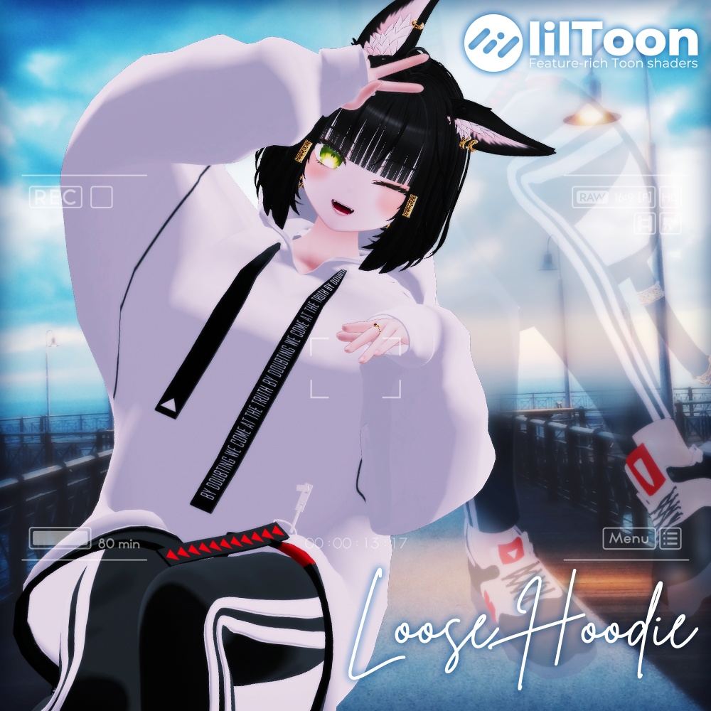 【 キシャ対応 】 ルーズフード, Loose Hoodie ㅡ 【 VRChat 】