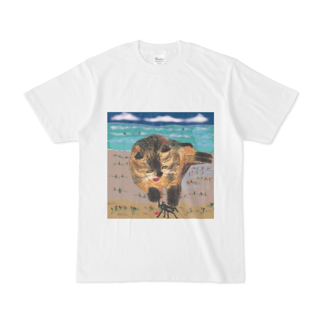 猫とカブトムシのtシャツ