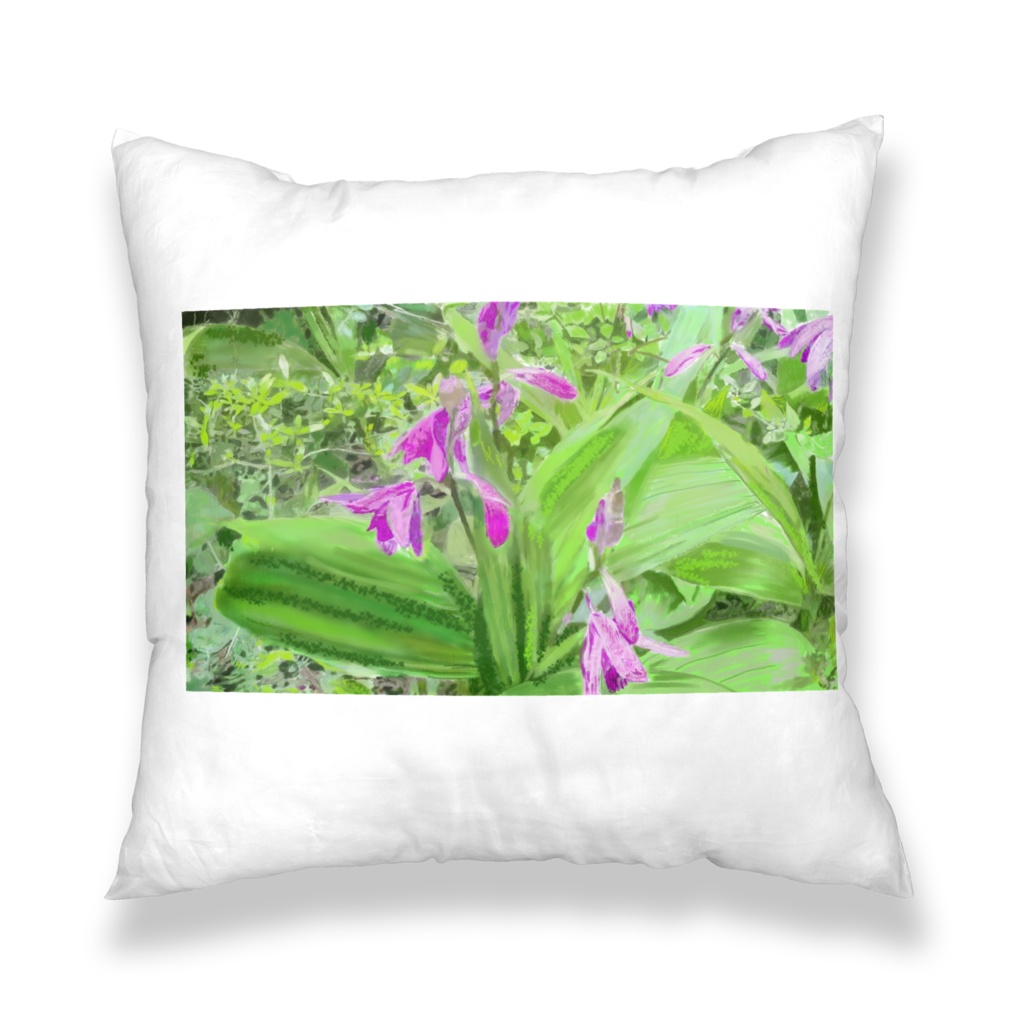 ヤグルマギクと紫蘭のクッションカバー