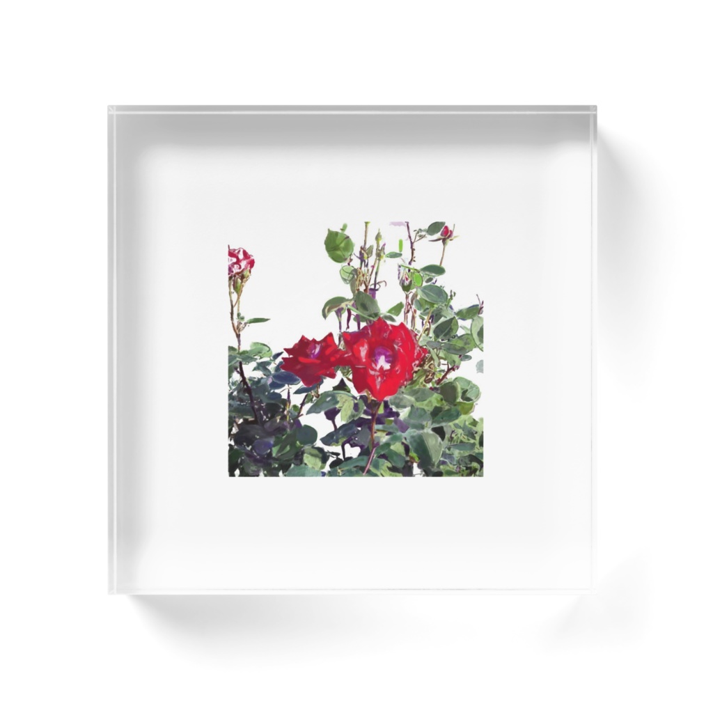 バラのアクリルブロック