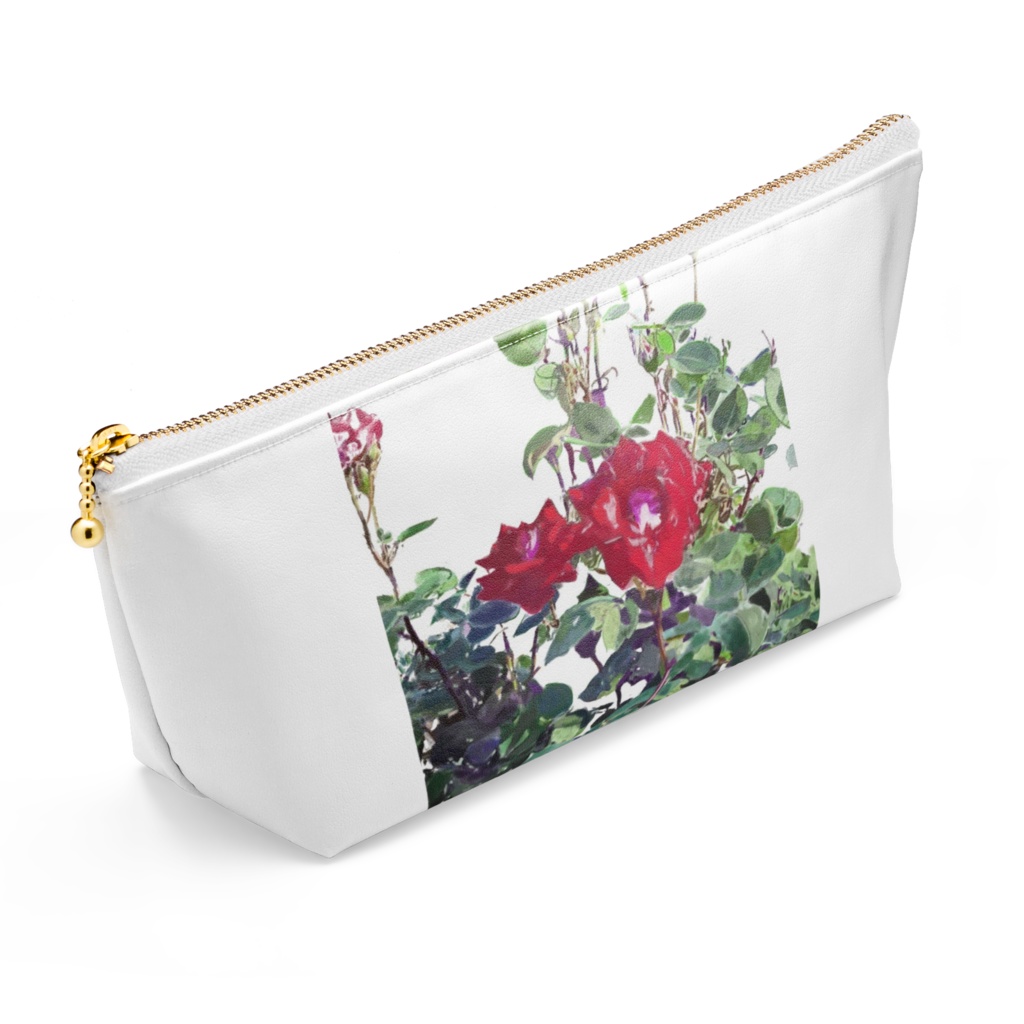 シクラメンとバラのポーチ