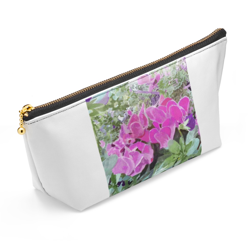 三色スミレとシクラメンのポーチ