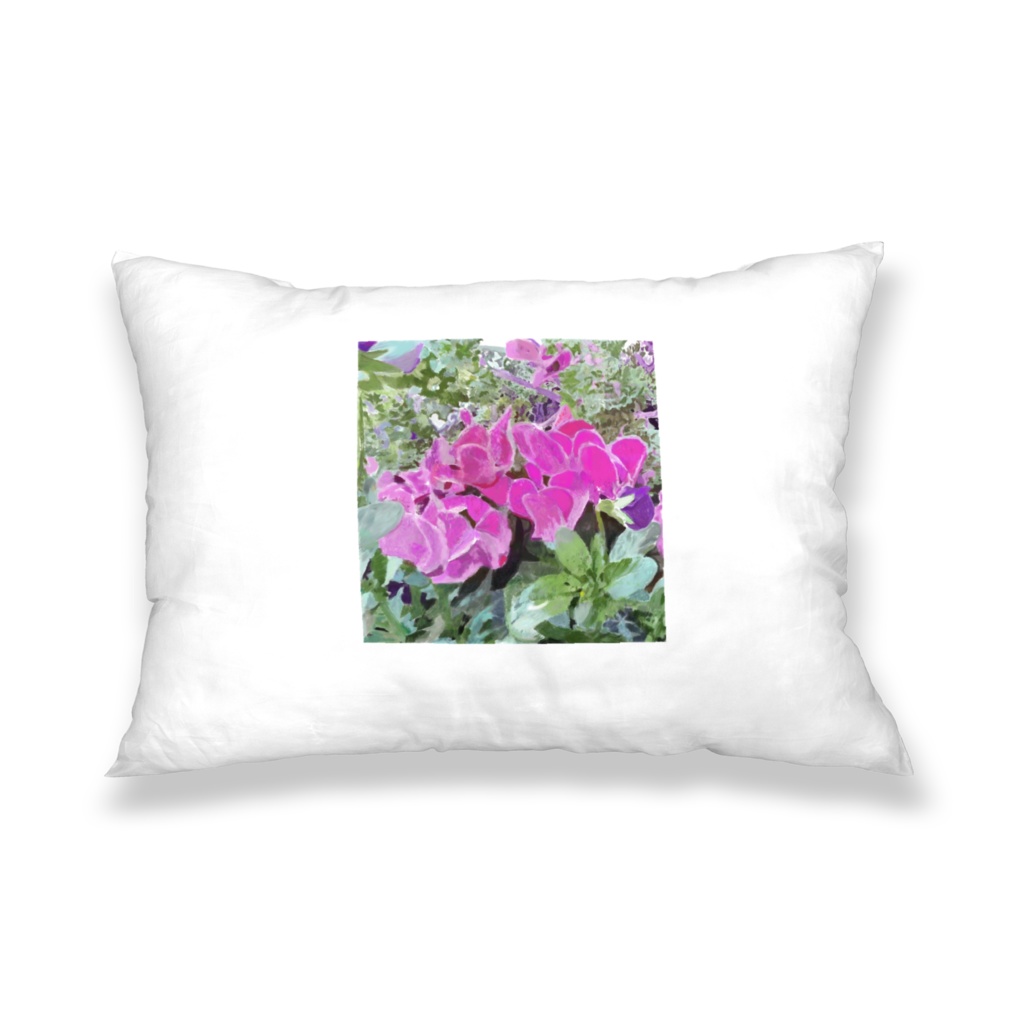 三色スミレとシクラメンの枕カバー