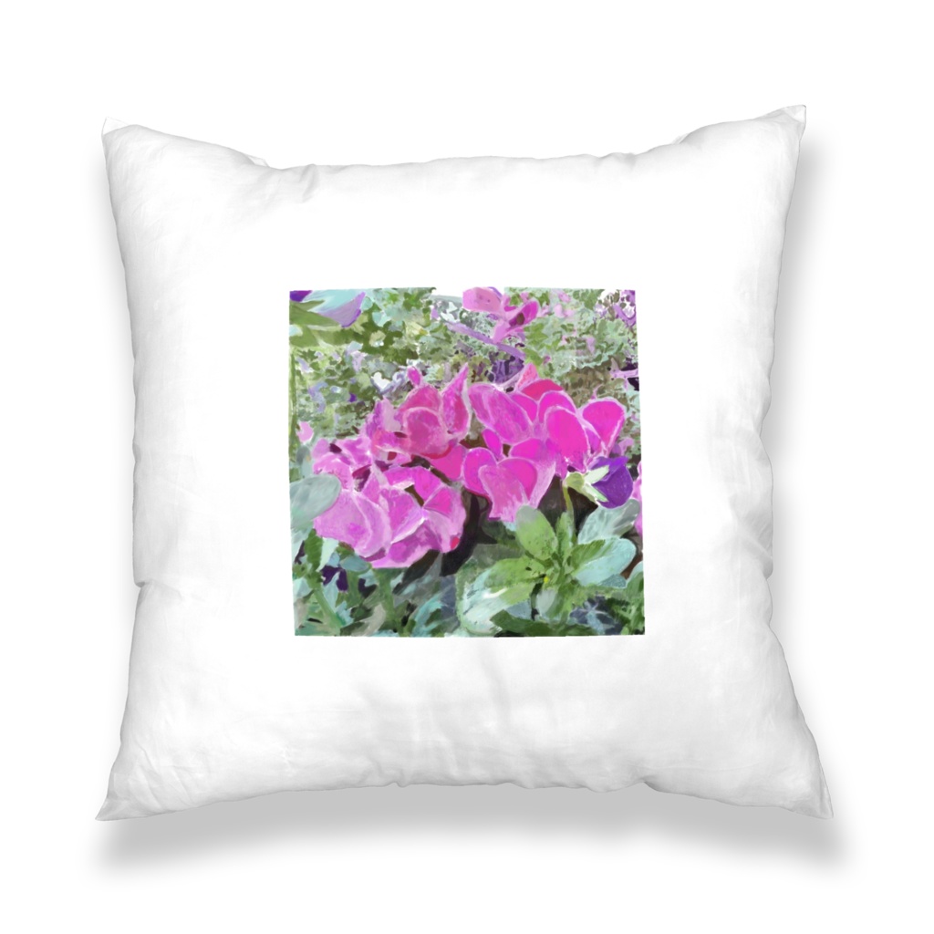 三色すみれとシクラメンのクッションカバー