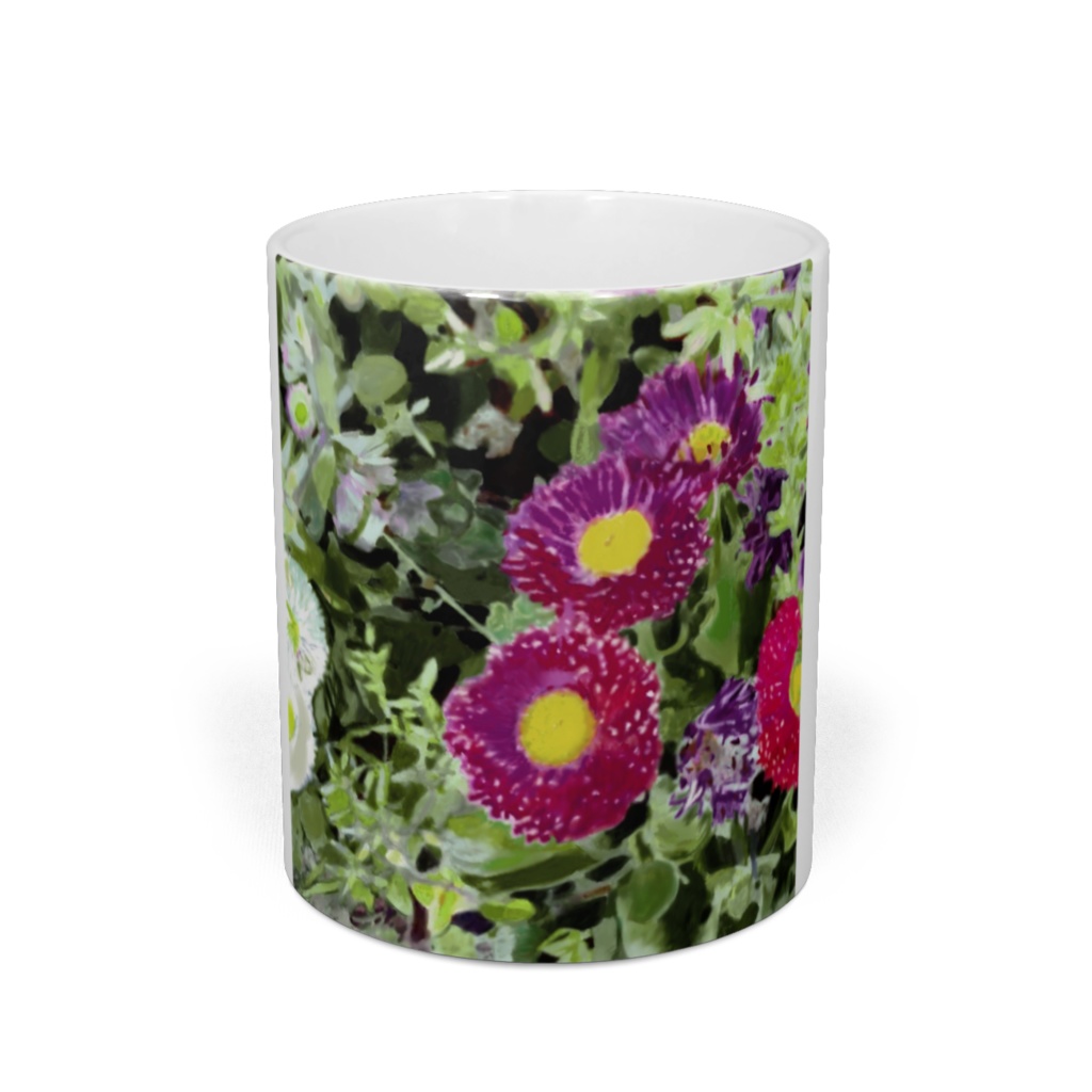 赤と白のマーガレットのマグカップ