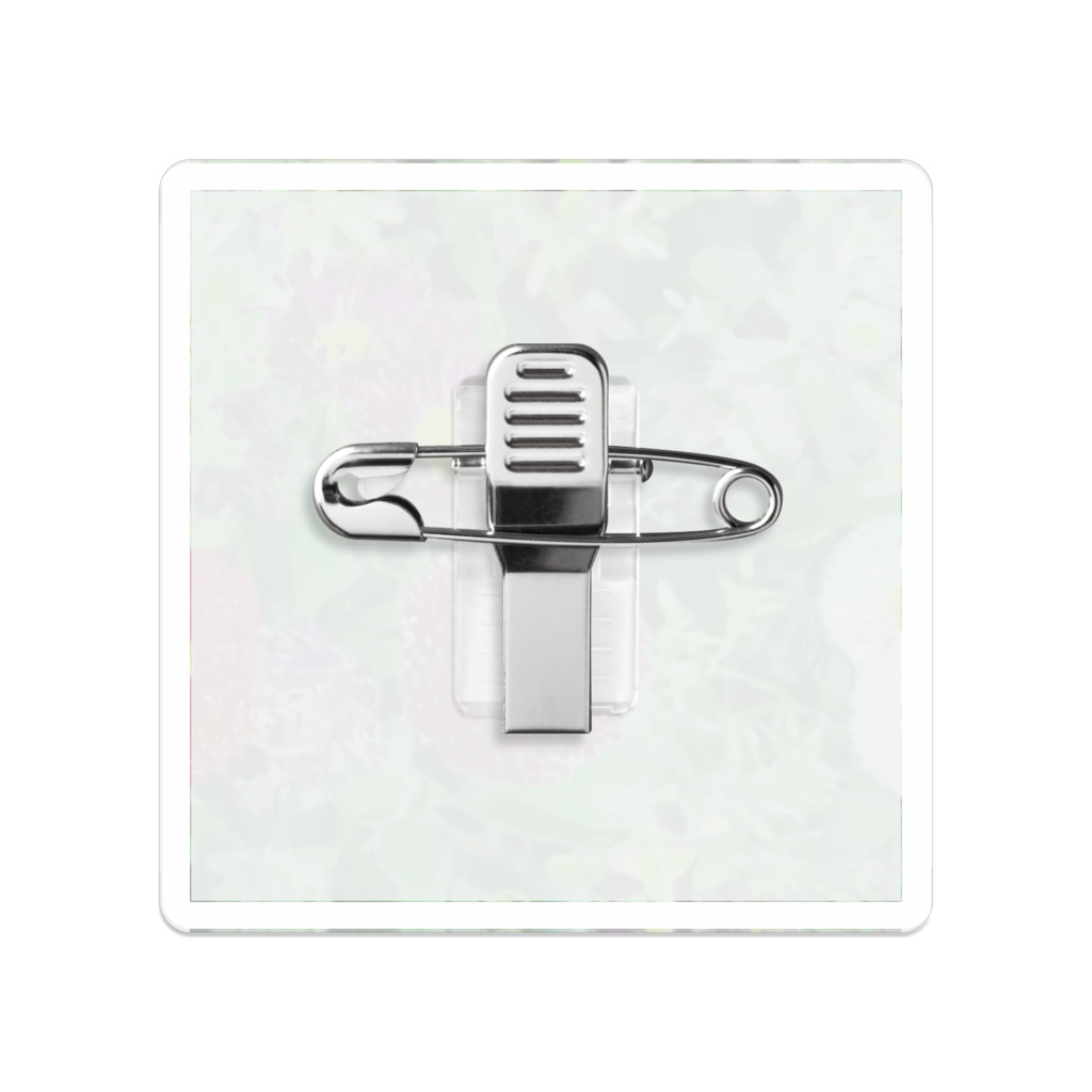 赤と白のマーガレットのアクリルバッチ