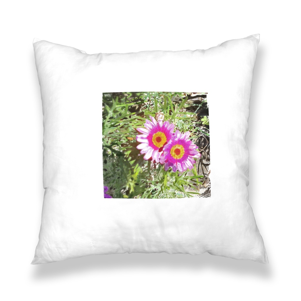 マーガレットとガーベラのクッションカバー