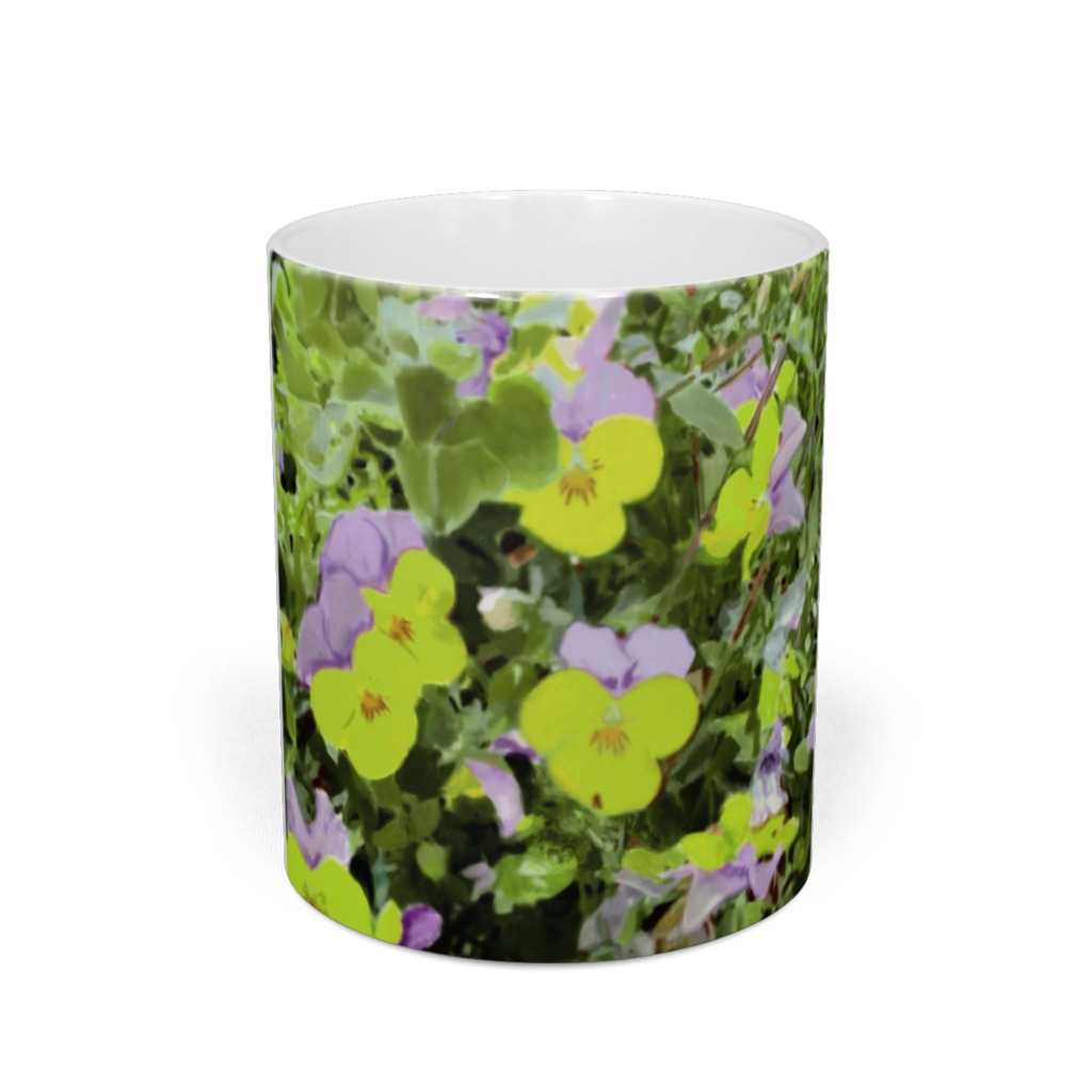 パンジー(紫と黄色)のマグカップ