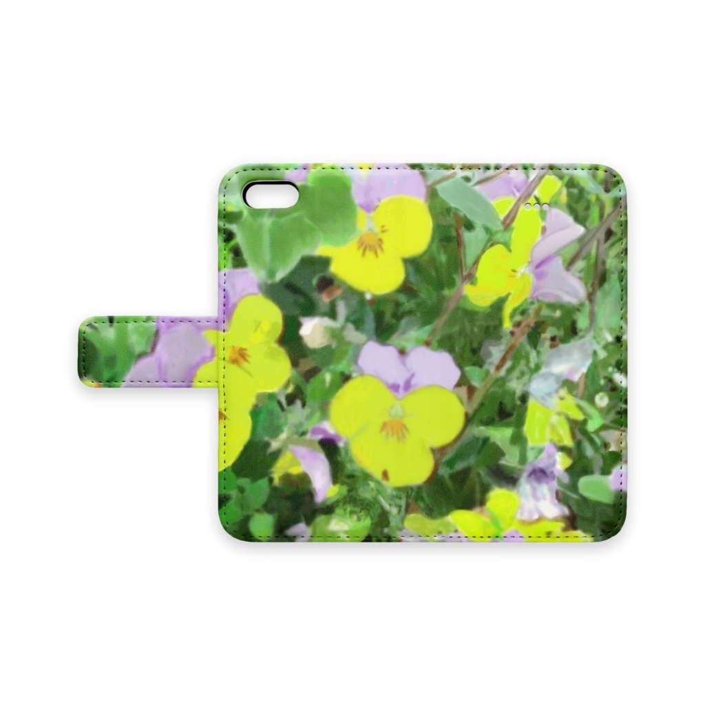パンジー（紫と黄色）の手帳型iPhoneケース - iPhone 5 / 5s / SE 