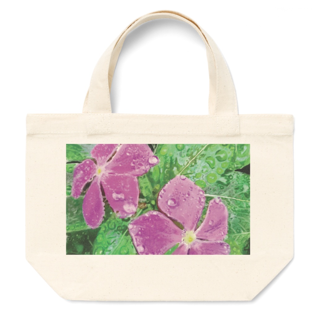 雨に濡れるニチニチソウのトートバック