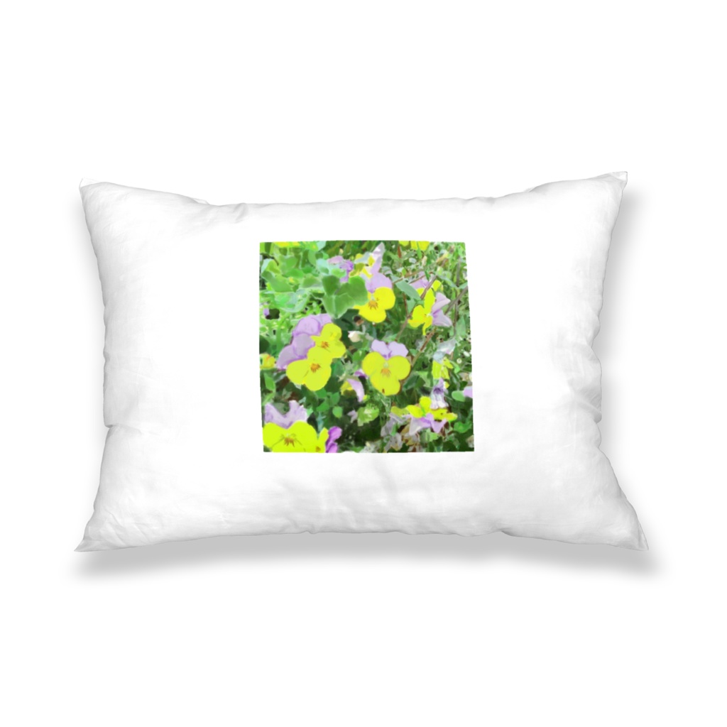 ニチニチソウと3色すみれの枕カバー