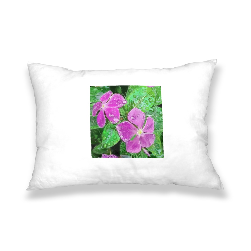ニチニチソウと3色すみれの枕カバー