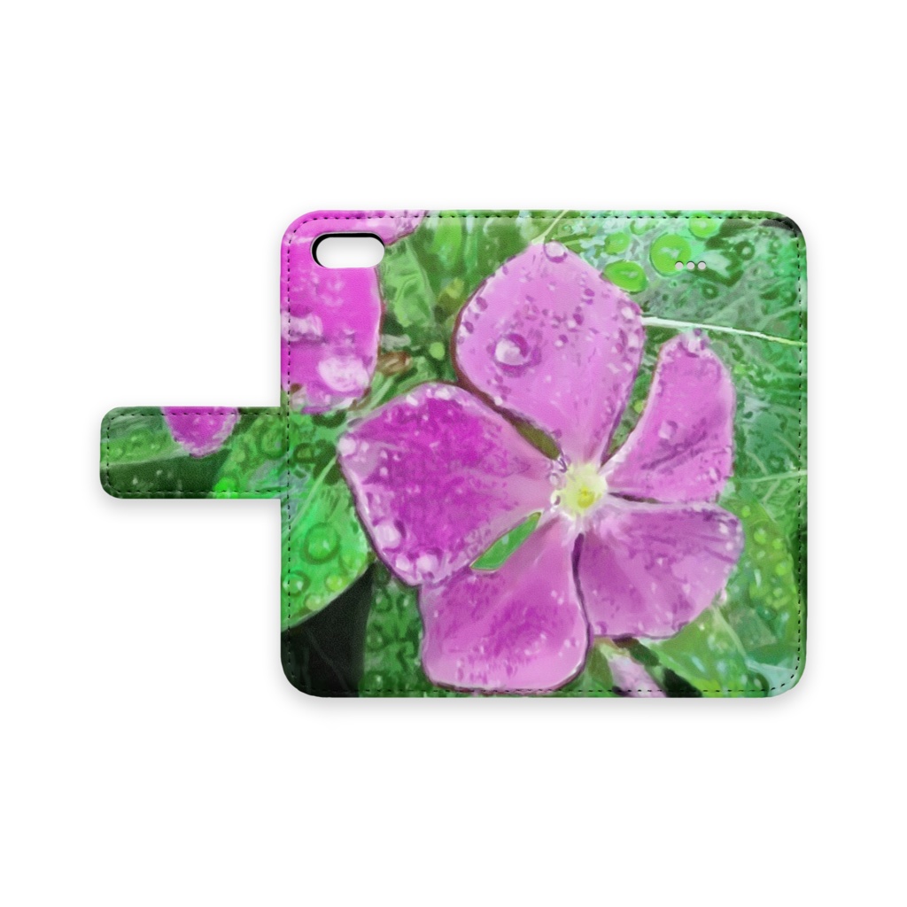 雨に濡れるニチニチソウの手帳型iPhoneケース - iPhone 5 / 5s / SE