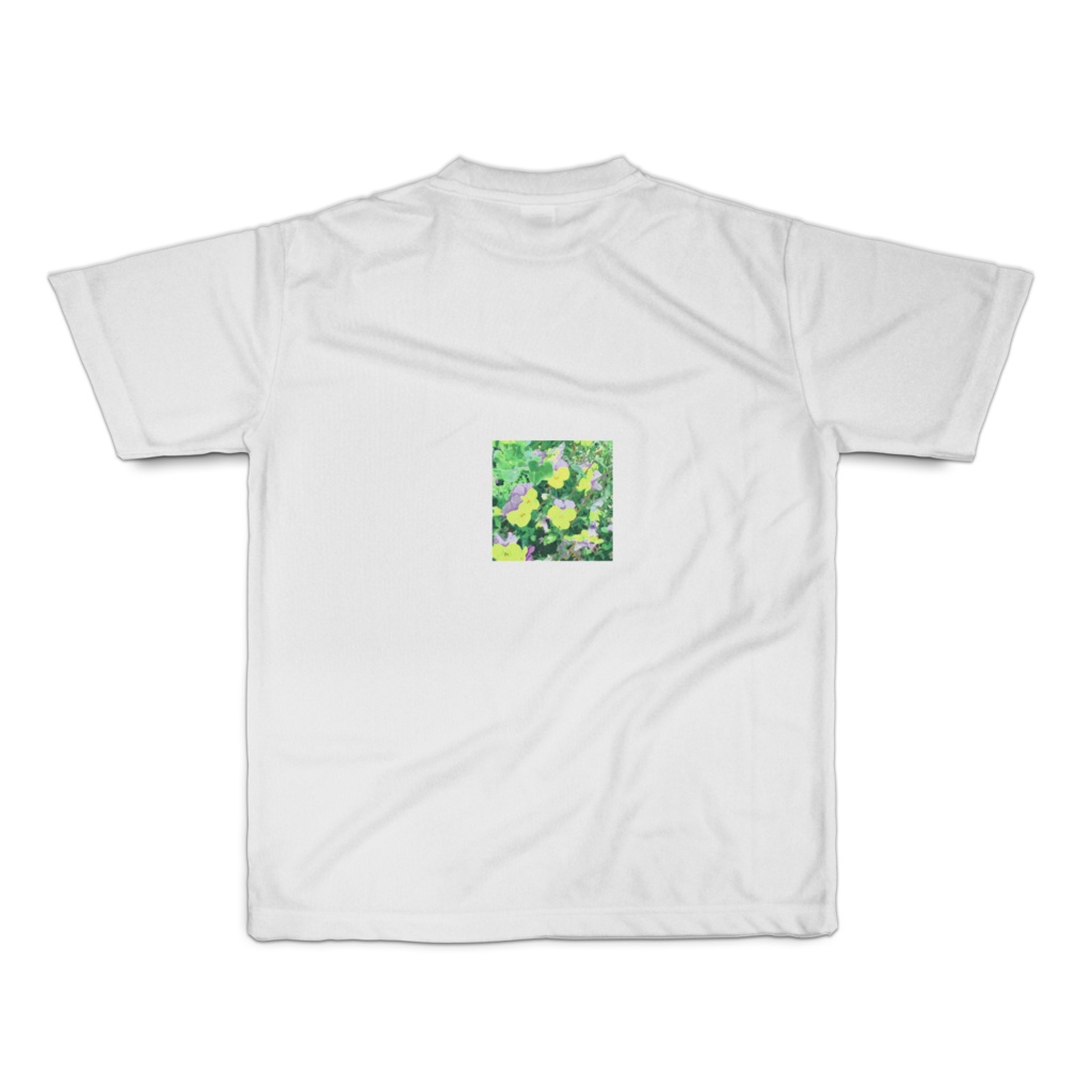 ニチニチソウと3色すみれのフルグラフィックTシャツ - S