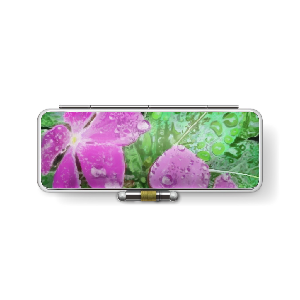 ニチニチソウと3色すみれの印鑑ケース