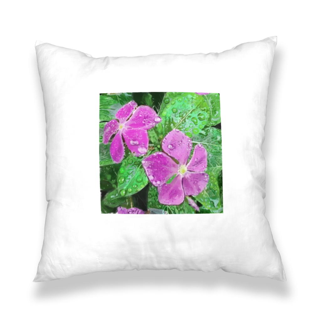 ニチニチソウと3色すみれのクッションカバー
