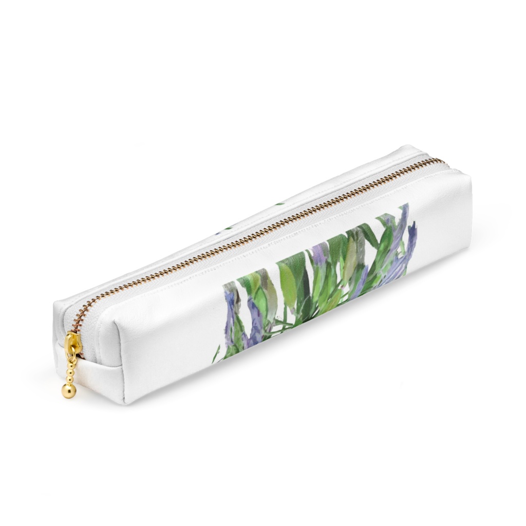 雨に濡れる紫君子欄のペンケース