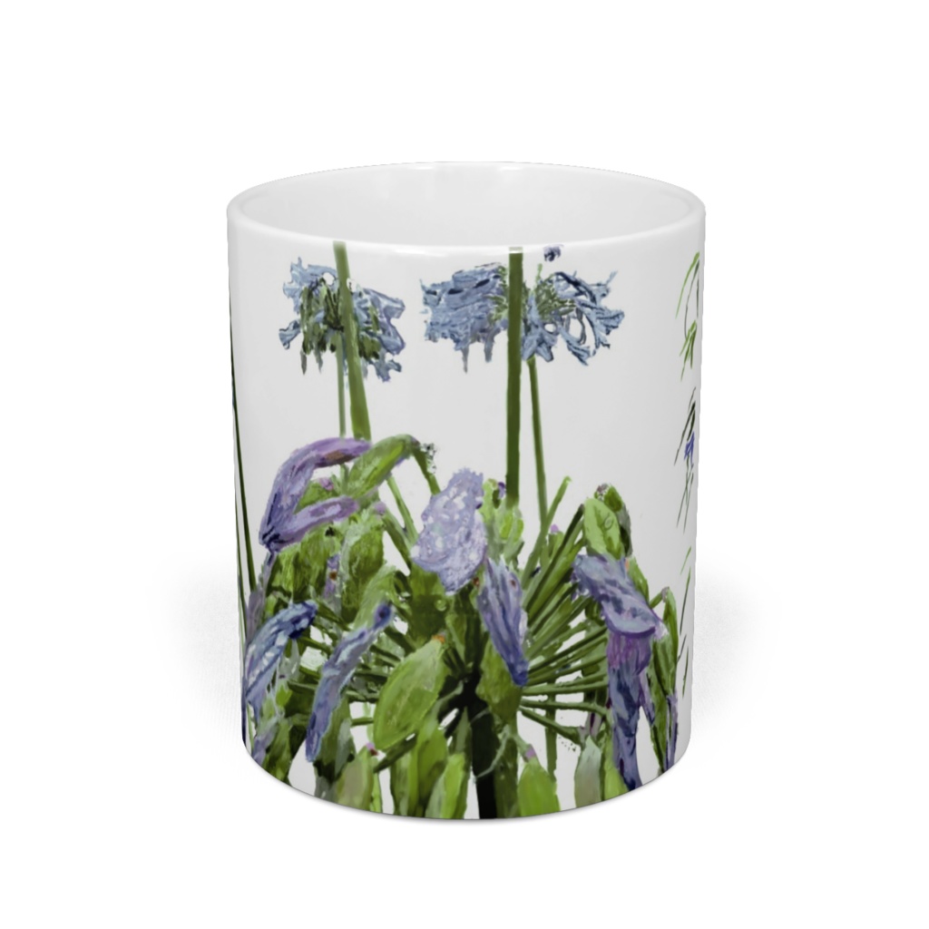 雨に濡れる紫君子欄のマグカップ