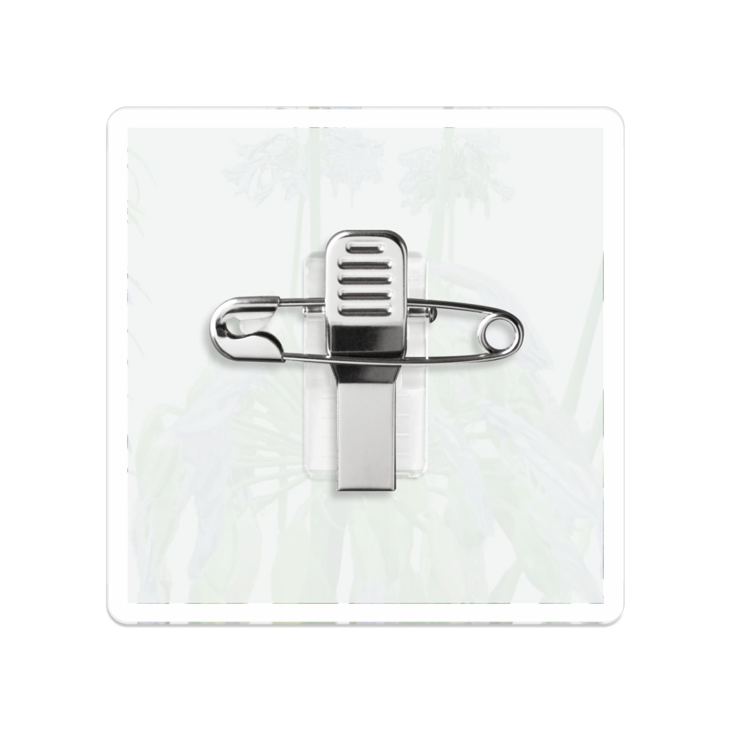 雨に濡れる紫君子欄のアクリルバッチ