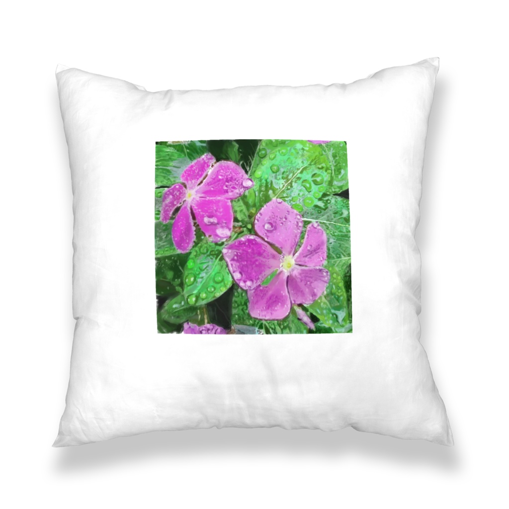 紫君子欄とニチニチソウのクッションカバー